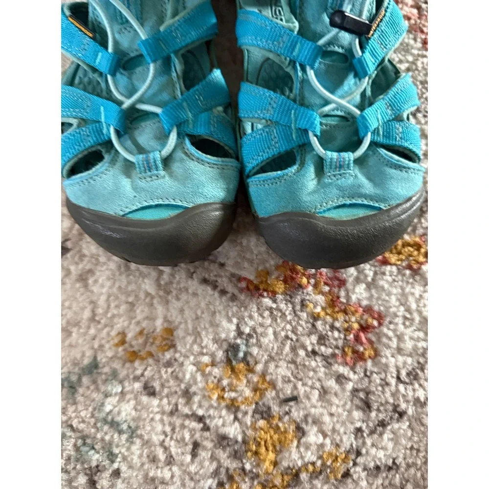 Keen CNX Kids Waterproof Sport Sandals Turquoise Blue 5 Big Kids Bungee‎ Lace